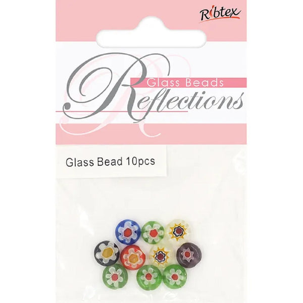 Round Disc Flower Millefiori Glass Beads